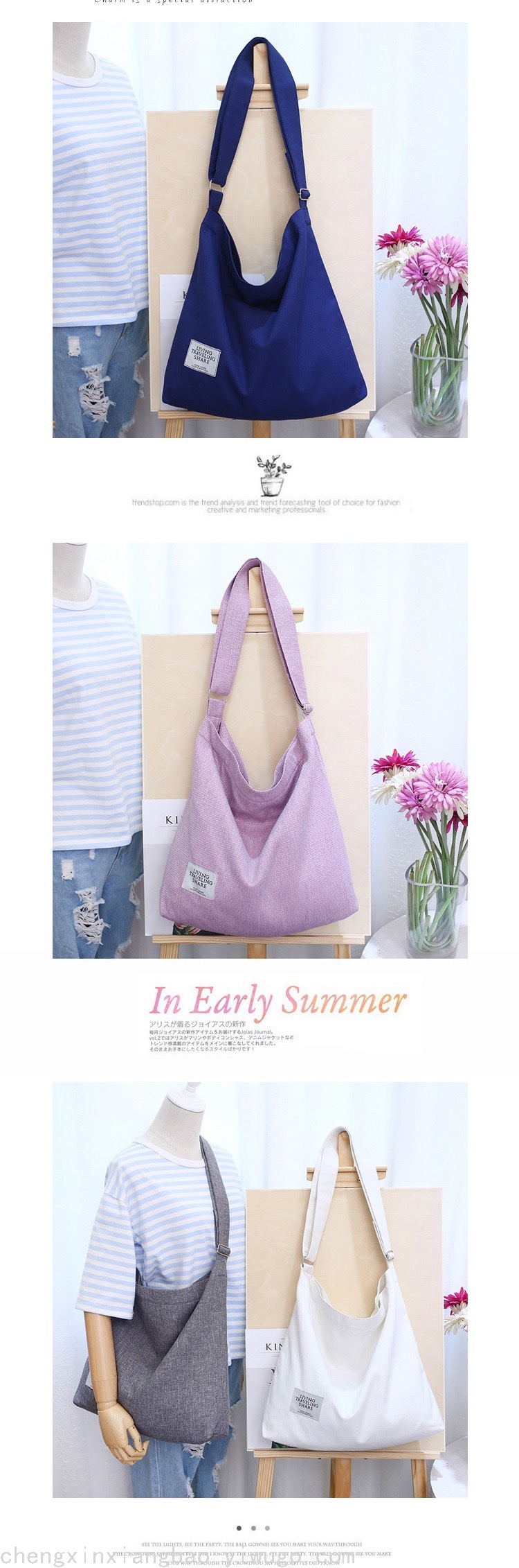 Literary Canvas Bag Trendy Women's Simple Large Capacity Portable Shoulder Crossbody Student Bag Generation Literary Canvas Bag Trendy Women's Simple Large Capacity Portable Shoulder Crossbody Student Bag Generation