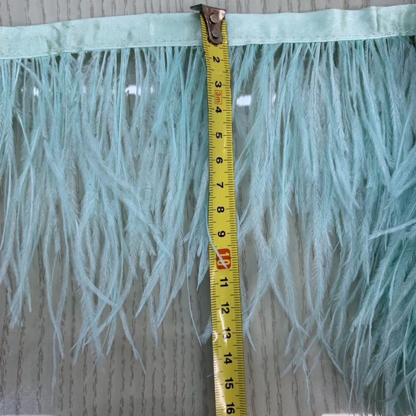 The manufacturer sells 10-15cm single layer ostrich hair cloth with edge clothing and wedding dress with edge feather decoration