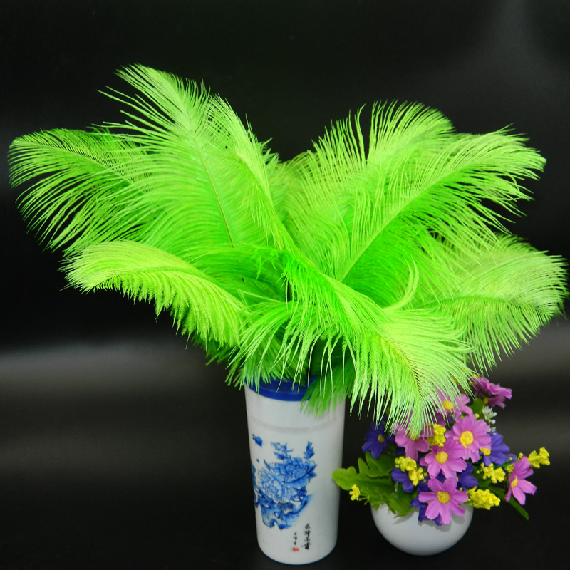 The wedding table flower decoration in The window of Natural Ostrich Feather Hotel in South Africa can be dyed Ostrich hair wholesale 15-20cm