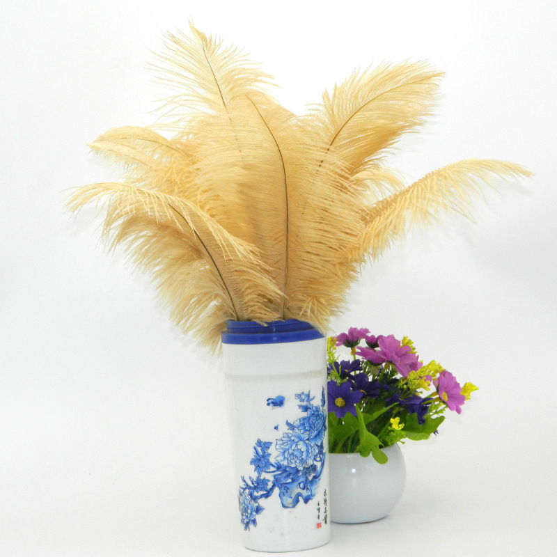 The wedding table flower decoration in The window of Natural Ostrich Feather Hotel in South Africa can be dyed Ostrich hair wholesale 15-20cm