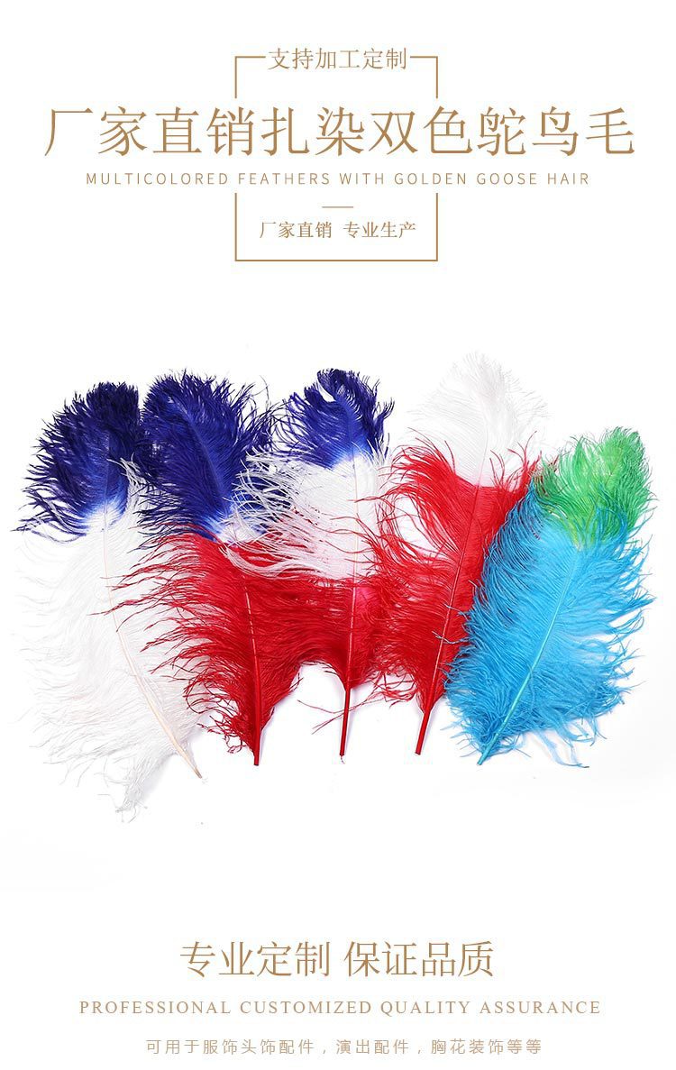 Dream Color Macaron Color Series DIY Bouquet Garland Decoration Wing Feather Tie-Dyed Two-Color Ostrich Hair 55-60cm
