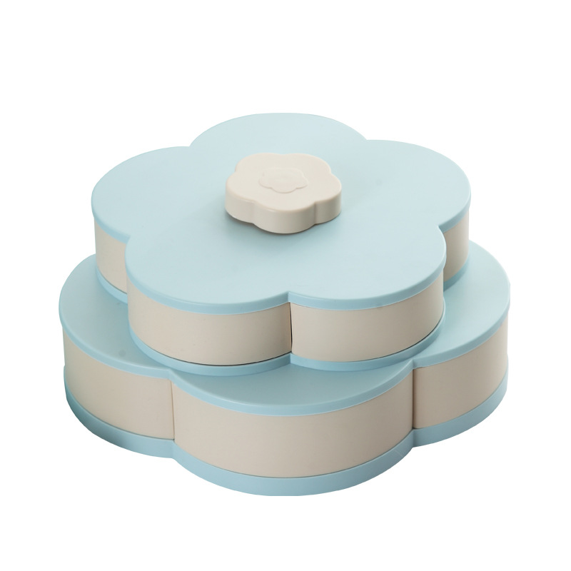 Wedding Wedding Candies Box Plastic Tray Creative Petal Rotary Candy Plate Double Layer Rotating Fruit Plate