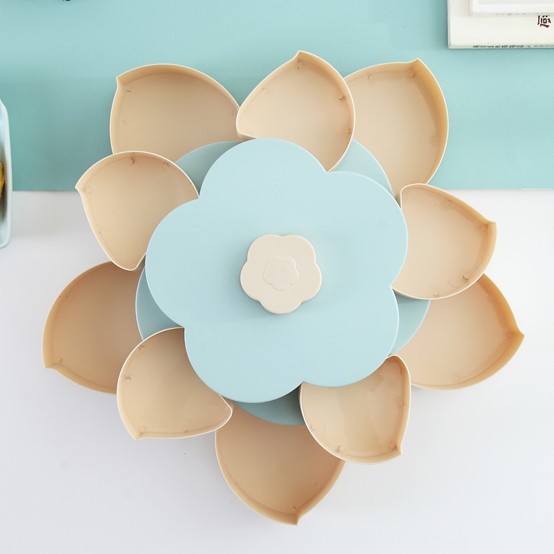 Wedding Wedding Candies Box Plastic Tray Creative Petal Rotary Candy Plate Double Layer Rotating Fruit Plate