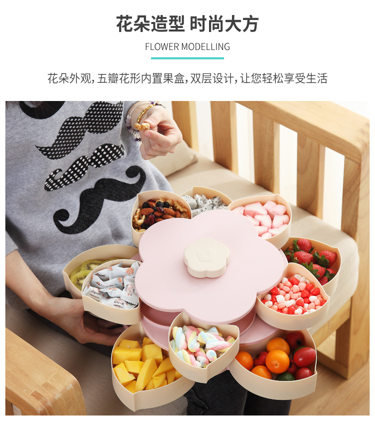 Wedding Wedding Candies Box Plastic Tray Creative Petal Rotary Candy Plate Double Layer Rotating Fruit Plate Wedding Wedding Candies Box Plastic Tray Creative Petal Rotary Candy Plate Double Layer Rotating Fruit Plate