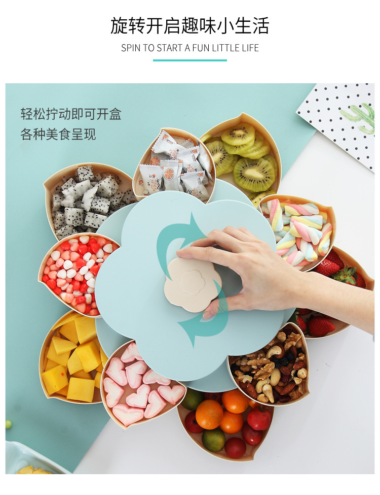 Wedding Wedding Candies Box Plastic Tray Creative Petal Rotary Candy Plate Double Layer Rotating Fruit Plate Wedding Wedding Candies Box Plastic Tray Creative Petal Rotary Candy Plate Double Layer Rotating Fruit Plate