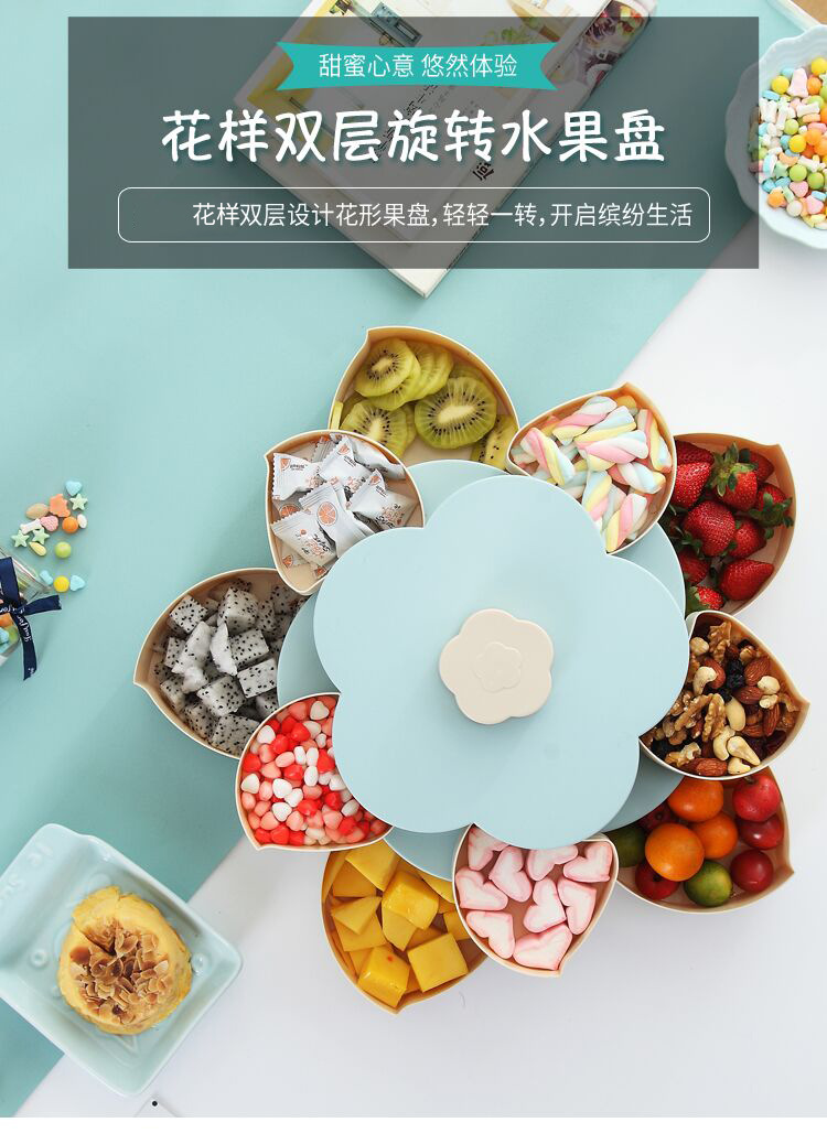 Wedding Wedding Candies Box Plastic Tray Creative Petal Rotary Candy Plate Double Layer Rotating Fruit Plate Wedding Wedding Candies Box Plastic Tray Creative Petal Rotary Candy Plate Double Layer Rotating Fruit Plate