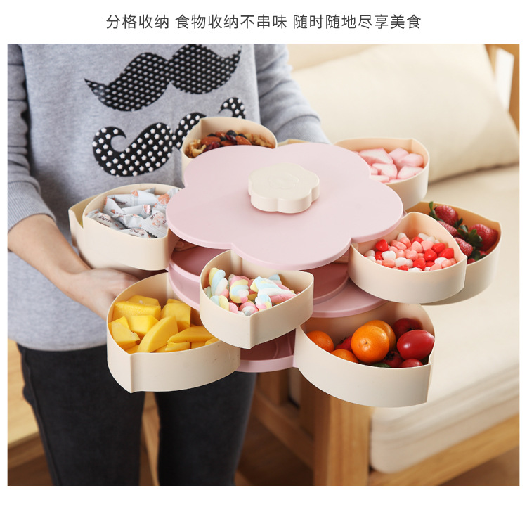 Wedding Wedding Candies Box Plastic Tray Creative Petal Rotary Candy Plate Double Layer Rotating Fruit Plate Wedding Wedding Candies Box Plastic Tray Creative Petal Rotary Candy Plate Double Layer Rotating Fruit Plate