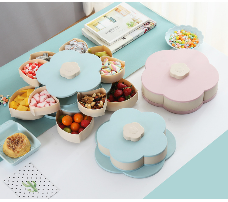 Wedding Wedding Candies Box Plastic Tray Creative Petal Rotary Candy Plate Double Layer Rotating Fruit Plate Wedding Wedding Candies Box Plastic Tray Creative Petal Rotary Candy Plate Double Layer Rotating Fruit Plate