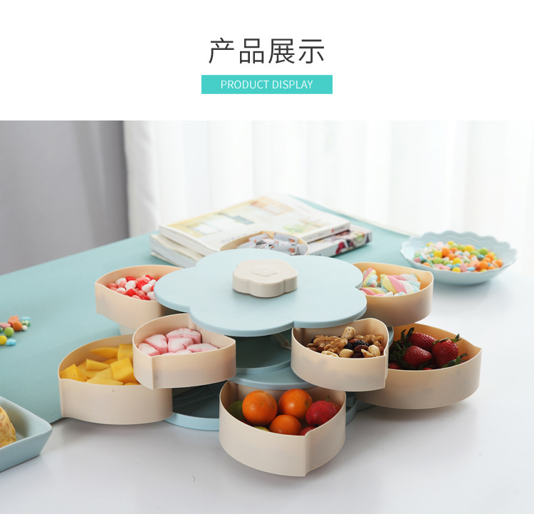 Wedding Wedding Candies Box Plastic Tray Creative Petal Rotary Candy Plate Double Layer Rotating Fruit Plate Wedding Wedding Candies Box Plastic Tray Creative Petal Rotary Candy Plate Double Layer Rotating Fruit Plate
