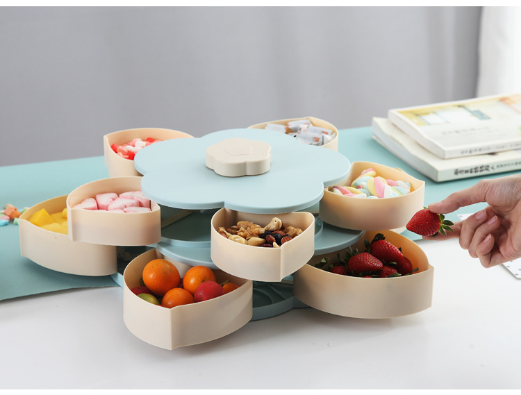 Wedding Wedding Candies Box Plastic Tray Creative Petal Rotary Candy Plate Double Layer Rotating Fruit Plate Wedding Wedding Candies Box Plastic Tray Creative Petal Rotary Candy Plate Double Layer Rotating Fruit Plate