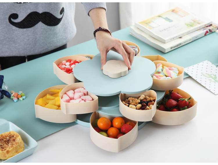 Wedding Wedding Candies Box Plastic Tray Creative Petal Rotary Candy Plate Double Layer Rotating Fruit Plate Wedding Wedding Candies Box Plastic Tray Creative Petal Rotary Candy Plate Double Layer Rotating Fruit Plate