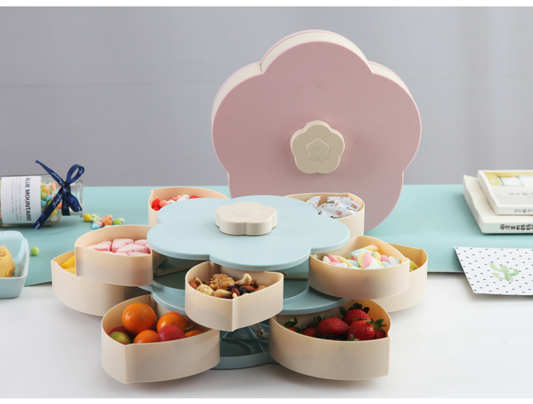 Wedding Wedding Candies Box Plastic Tray Creative Petal Rotary Candy Plate Double Layer Rotating Fruit Plate Wedding Wedding Candies Box Plastic Tray Creative Petal Rotary Candy Plate Double Layer Rotating Fruit Plate