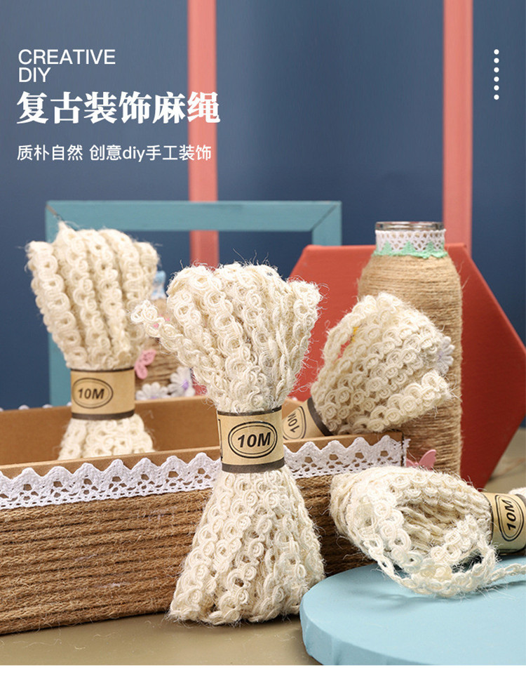 Creative DIY Hand-Woven Hemp Decoration Material Burlap Roll Wedding Gloves Creative DIY Hand-Woven Hemp Decoration Material Burlap Roll Wedding Gloves