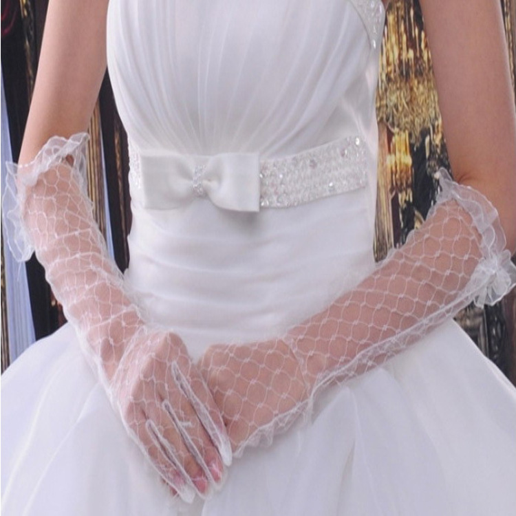 White Long Style Bridal Wedding Gloves Summer Lace Thin Mesh Wedding Breathable Accessories Special Offer Lace Gloves