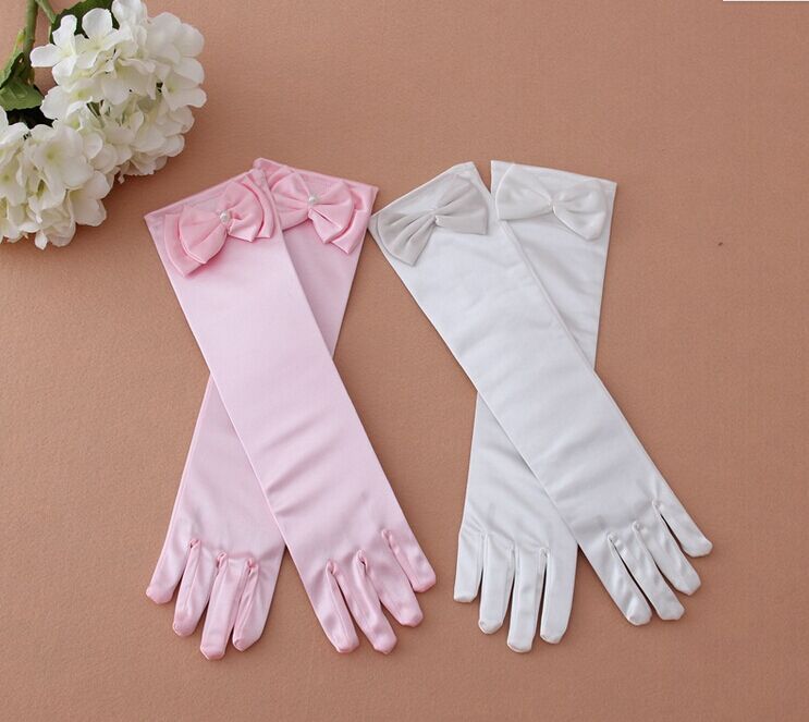 Girls' Wedding Gloves Children's Dress Gloves Mid-Length Performance Gloves Girls' Wedding Gloves Children's Dress Gloves Mid-Length Performance Gloves