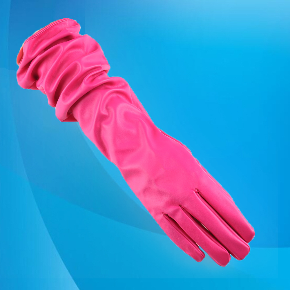 Autumn and Winter Gloves Women&#039;s 50cm Leather Sleeve Cover Lengthen to Keep Warm Fleece-Lined Wedding Gloves