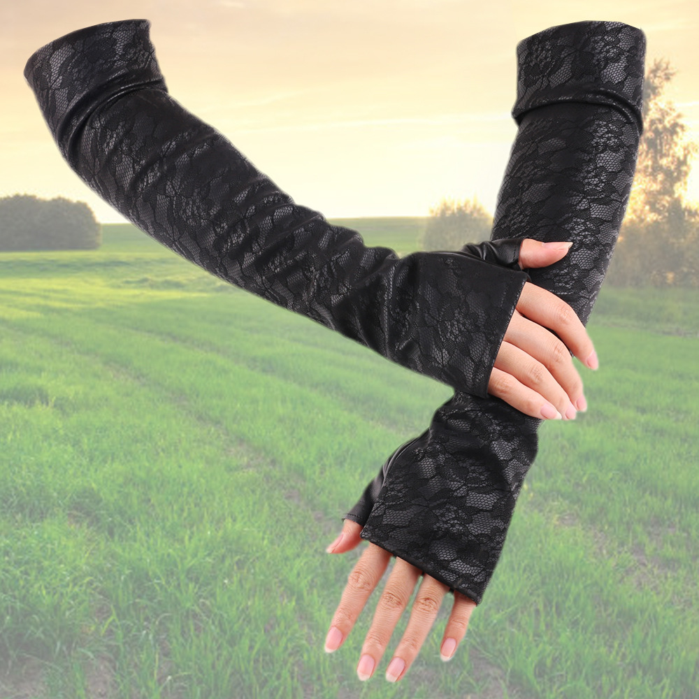 Autumn and Winter Gloves Women's 50cm Leather Sleeve Cover Lengthen to Keep Warm Fleece-Lined Wedding Gloves Autumn and Winter Gloves Women's 50cm Leather Sleeve Cover Lengthen to Keep Warm Fleece-Lined Wedding Gloves