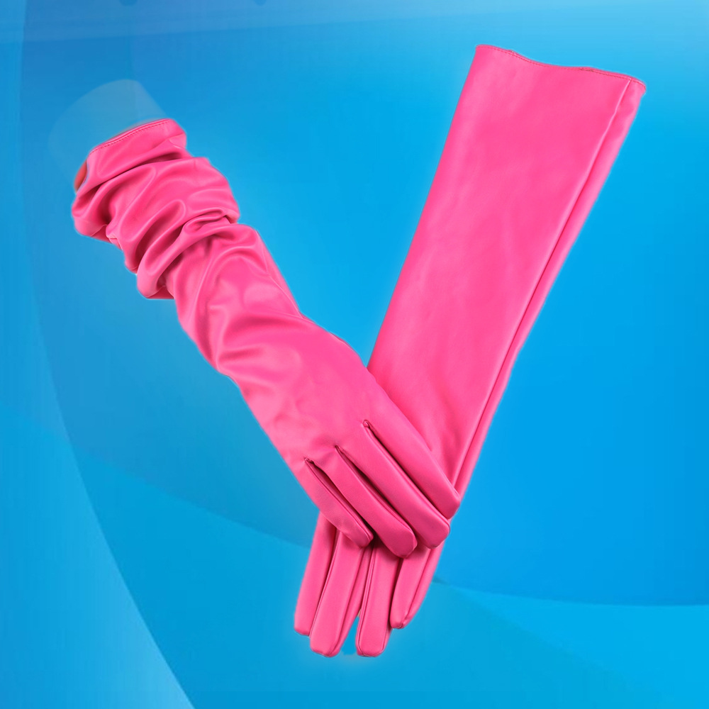 Autumn and Winter Gloves Women&#039;s 50cm Leather Sleeve Cover Lengthen to Keep Warm Fleece-Lined Wedding Gloves