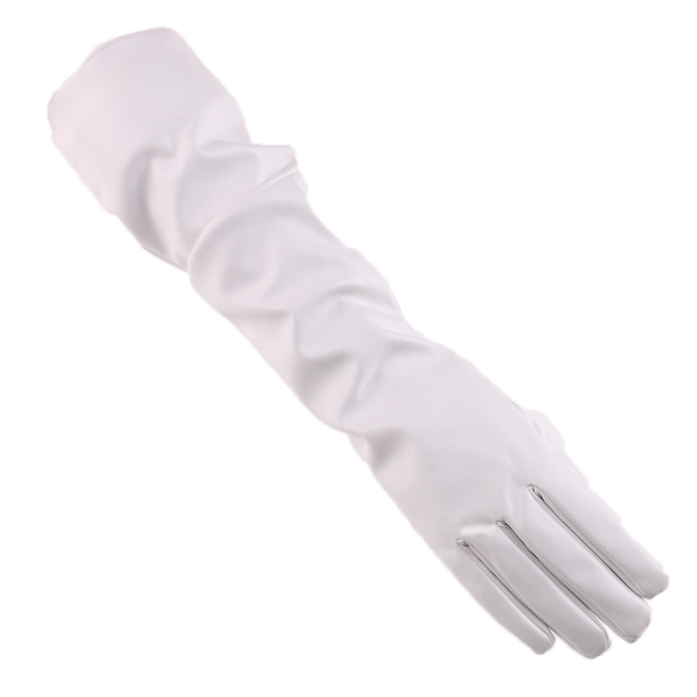 Autumn and Winter Gloves Women&#039;s 50cm Leather Sleeve Cover Lengthen to Keep Warm Fleece-Lined Wedding Gloves