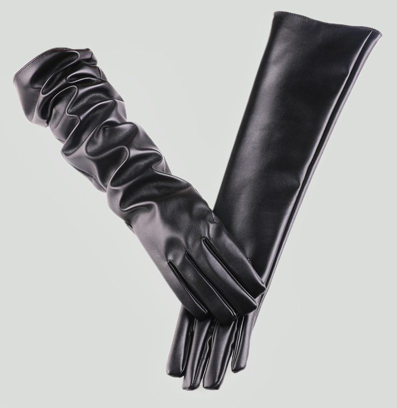 Autumn and Winter Gloves Women's 50cm Leather Sleeve Cover Lengthen to Keep Warm Fleece-Lined Wedding Gloves Autumn and Winter Gloves Women's 50cm Leather Sleeve Cover Lengthen to Keep Warm Fleece-Lined Wedding Gloves