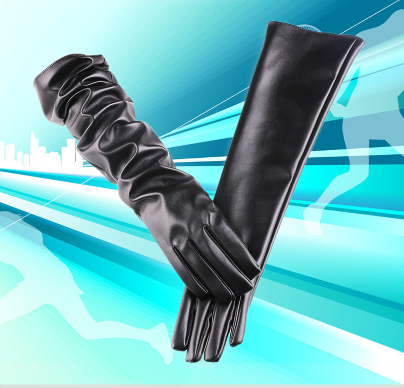 Autumn and Winter Gloves Women's 50cm Leather Sleeve Cover Lengthen to Keep Warm Fleece-Lined Wedding Gloves Autumn and Winter Gloves Women's 50cm Leather Sleeve Cover Lengthen to Keep Warm Fleece-Lined Wedding Gloves