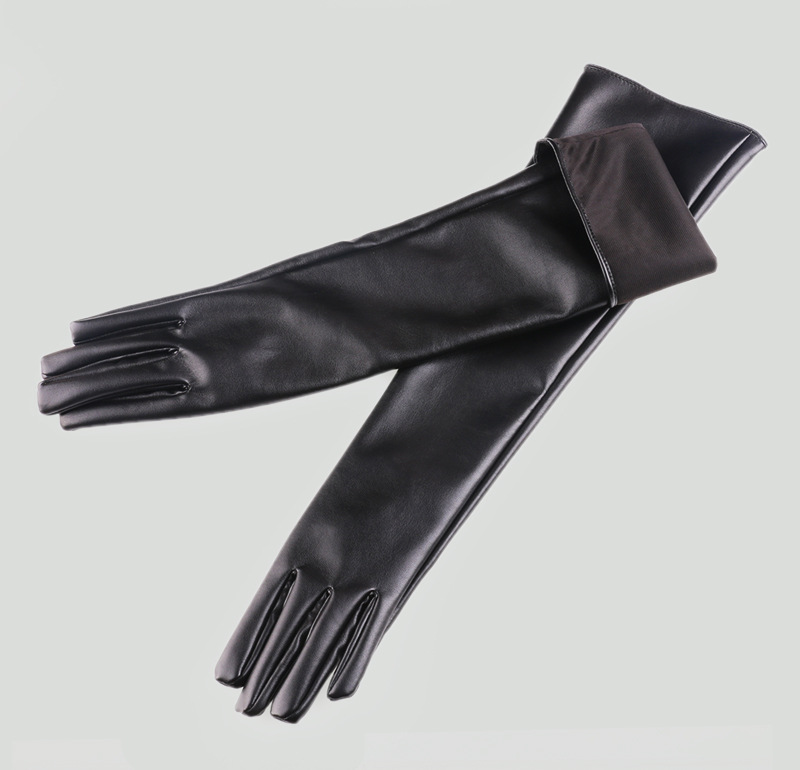 Autumn and Winter Gloves Women's 50cm Leather Sleeve Cover Lengthen to Keep Warm Fleece-Lined Wedding Gloves Autumn and Winter Gloves Women's 50cm Leather Sleeve Cover Lengthen to Keep Warm Fleece-Lined Wedding Gloves