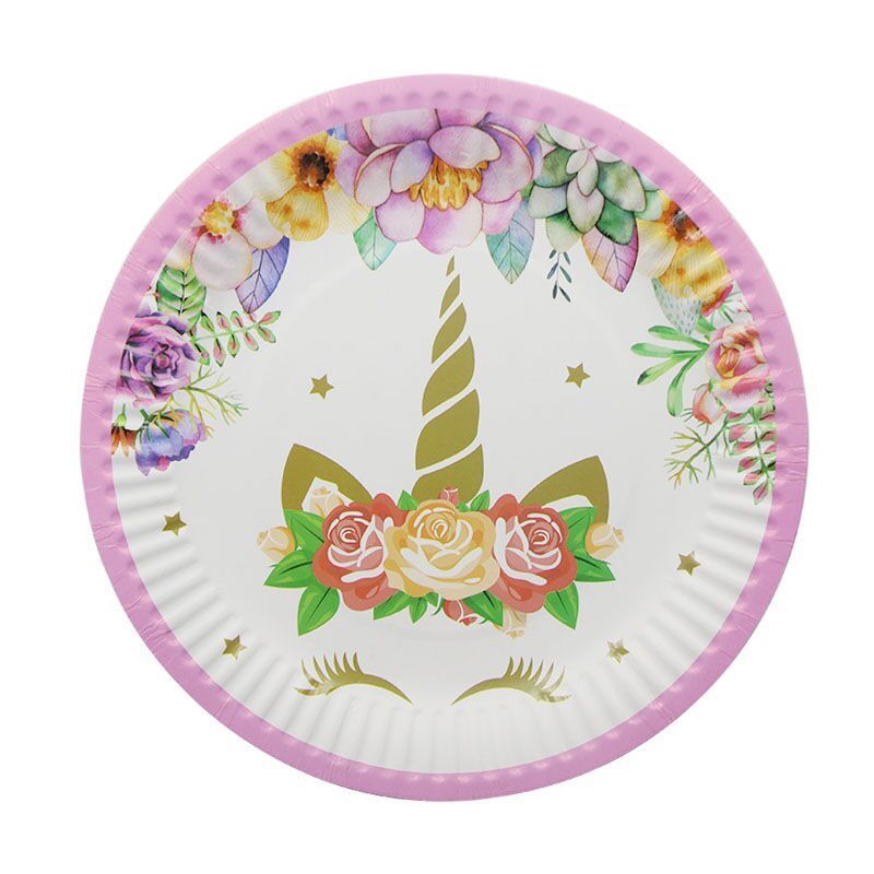 Unicorn pennant paper plate popcorn box paper hat cup Unicorn birthday party set Unicorn pennant paper plate popcorn box paper hat cup Unicorn birthday party set