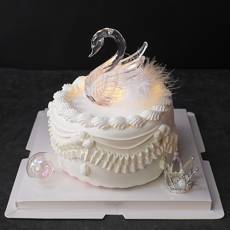 Romantic Beautiful Crystal Swan Decoration Romantic Wedding Cake Feather Swan Decoration Supplies Wedding Swan