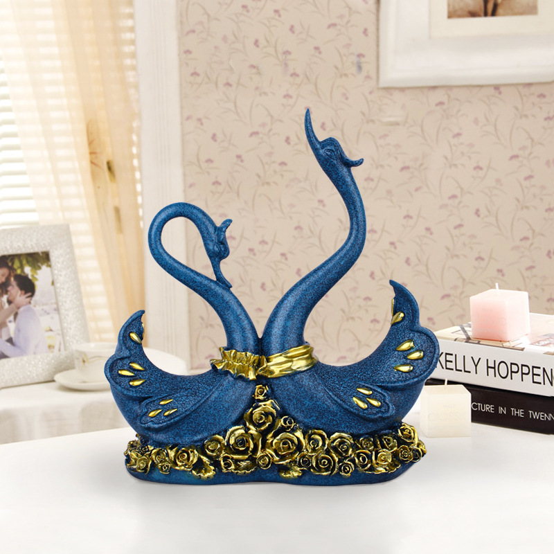 Resin Crafts Love Heart-to-Heart Swan Home Decoration Birthday Gift Wedding Decoration