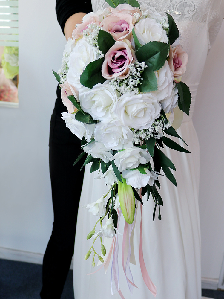 Bridal Bouquet Bridal Bouquet European Style Fresh White Series Artificial Rose Bouquet Multi-Color Customizable Bridal Bouquet Bridal Bouquet European Style Fresh White Series Artificial Rose Bouquet Multi-Color Customizable
