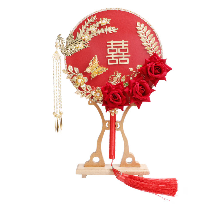 Finished Gift Box Ancient Style Bride Circular Fan Chinese Classical Wedding Xiuhe Clothing Bridal Bouquet Fan Photography Props Finished Gift Box Ancient Style Bride Circular Fan Chinese Classical Wedding Xiuhe Clothing Bridal Bouquet Fan Photography Props