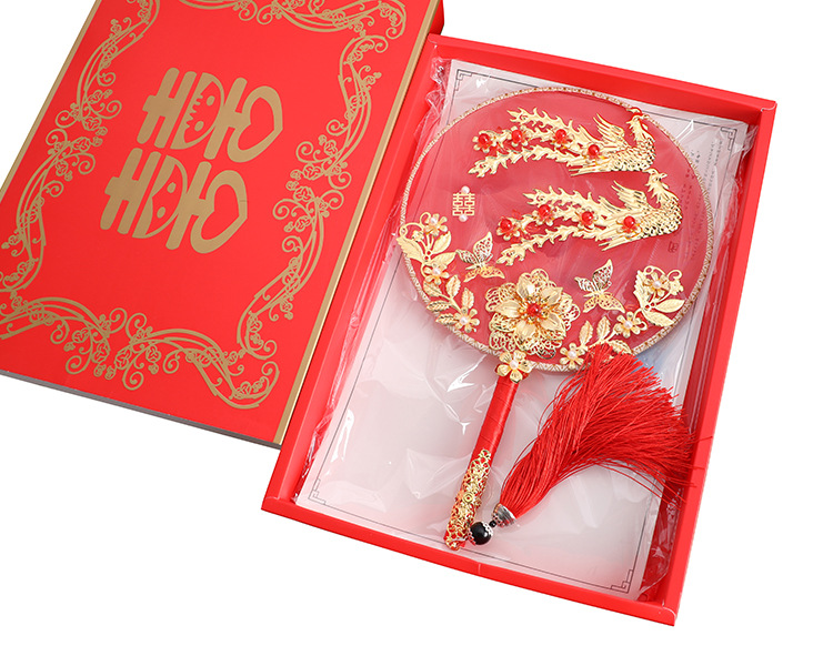 Finished Gift Box Ancient Style Bride Circular Fan Chinese Classical Wedding Xiuhe Clothing Bridal Bouquet Fan Photography Props Finished Gift Box Ancient Style Bride Circular Fan Chinese Classical Wedding Xiuhe Clothing Bridal Bouquet Fan Photography Props
