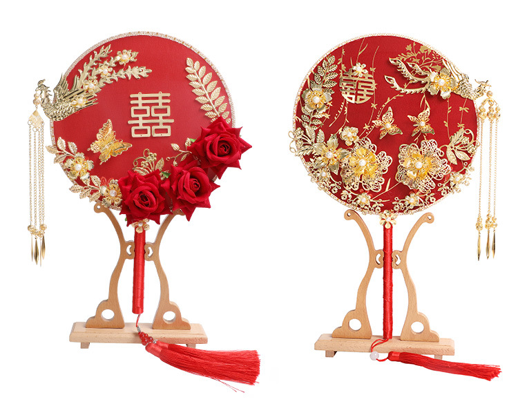 Finished Gift Box Ancient Style Bride Circular Fan Chinese Classical Wedding Xiuhe Clothing Bridal Bouquet Fan Photography Props Finished Gift Box Ancient Style Bride Circular Fan Chinese Classical Wedding Xiuhe Clothing Bridal Bouquet Fan Photography Props
