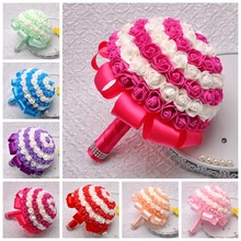 Aliexpress bride diamond hand bouquet bow ribbon foam bridal bouquet factory direct sales support custom Aliexpress bride diamond hand bouquet bow ribbon foam bridal bouquet factory direct sales support custom