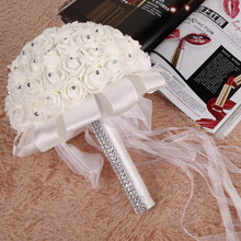 Aliexpress bride diamond hand bouquet bow ribbon foam bridal bouquet factory direct sales support custom Aliexpress bride diamond hand bouquet bow ribbon foam bridal bouquet factory direct sales support custom
