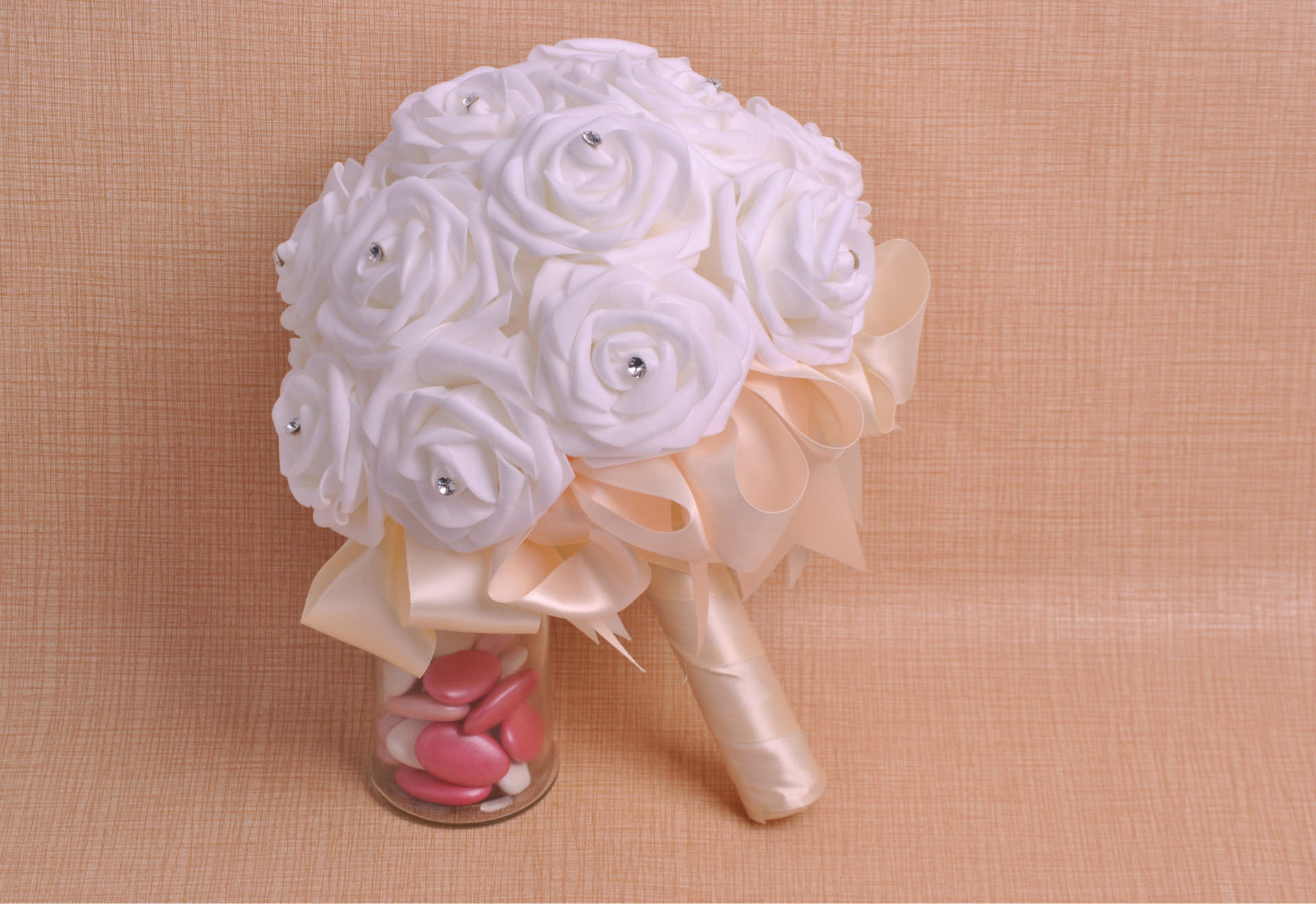 Aliexpress bride diamond hand bouquet bow ribbon foam bridal bouquet factory direct sales support custom Aliexpress bride diamond hand bouquet bow ribbon foam bridal bouquet factory direct sales support custom