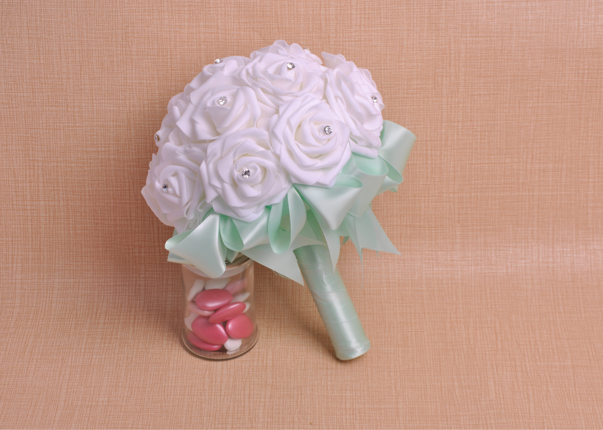 Aliexpress bride diamond hand bouquet bow ribbon foam bridal bouquet factory direct sales support custom Aliexpress bride diamond hand bouquet bow ribbon foam bridal bouquet factory direct sales support custom