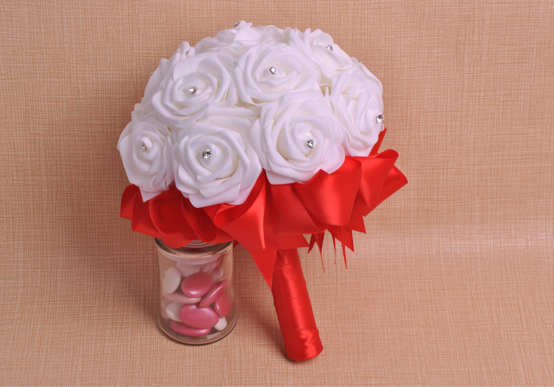 Aliexpress bride diamond hand bouquet bow ribbon foam bridal bouquet factory direct sales support custom Aliexpress bride diamond hand bouquet bow ribbon foam bridal bouquet factory direct sales support custom