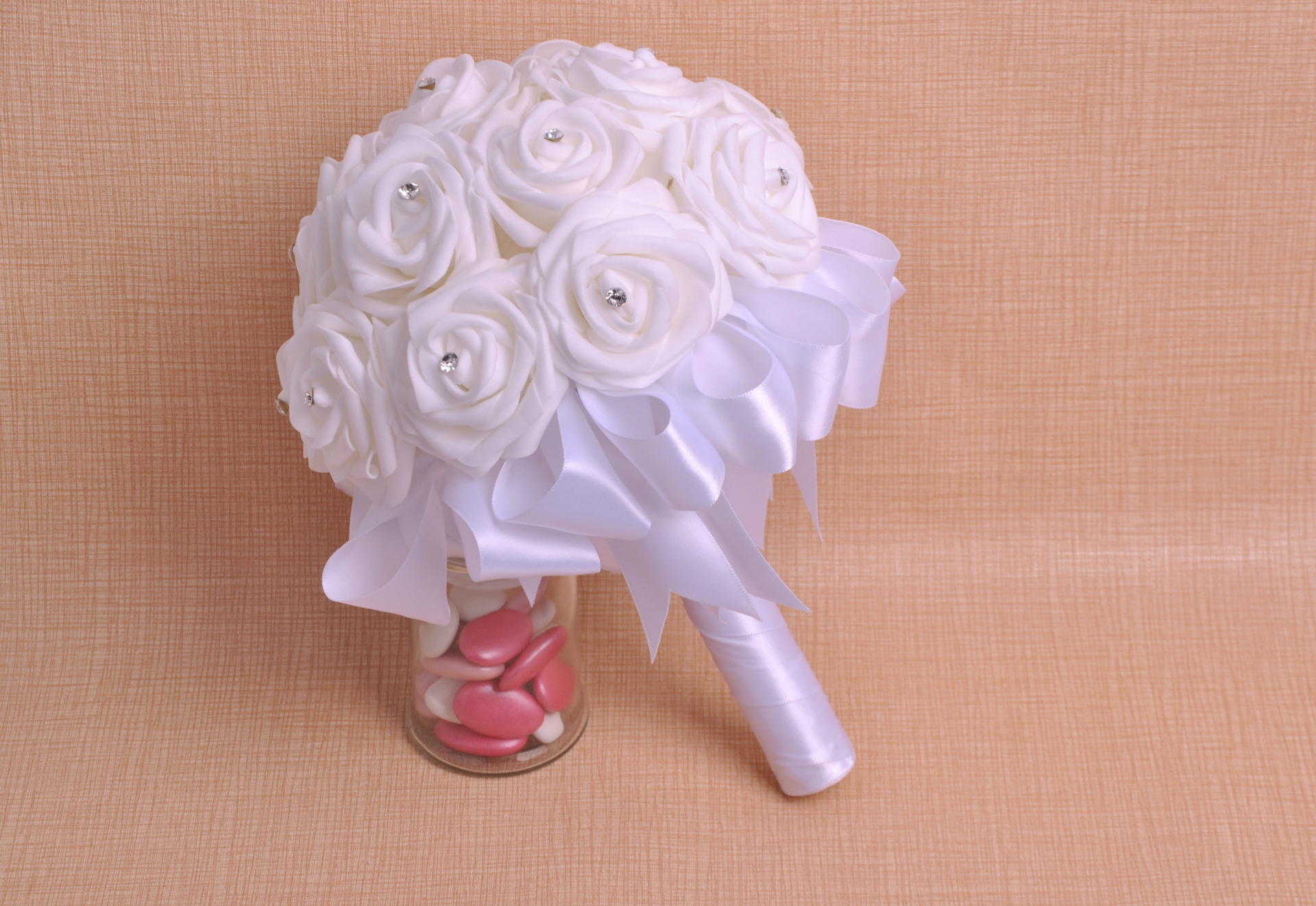 Aliexpress bride diamond hand bouquet bow ribbon foam bridal bouquet factory direct sales support custom Aliexpress bride diamond hand bouquet bow ribbon foam bridal bouquet factory direct sales support custom