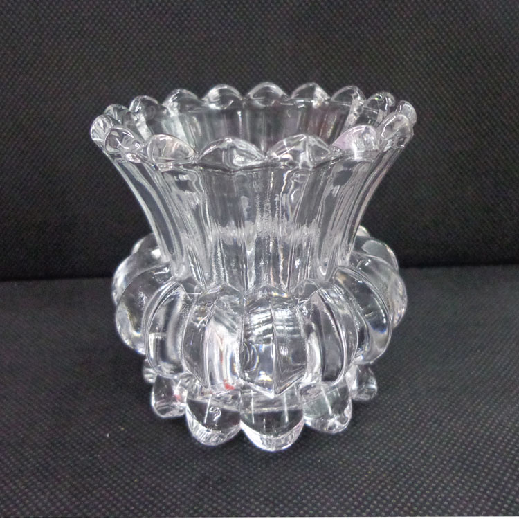 &#034;Factory direct&#034; glass 8 cm high opening lotus pedestal glass candleholder glass vases