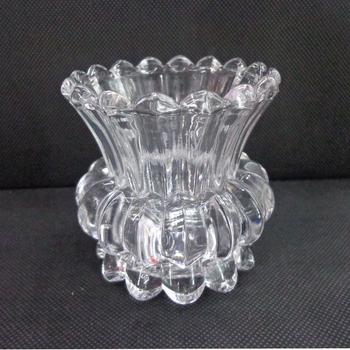 &#034;Factory direct&#034; glass 8 cm high opening lotus pedestal glass candleholder glass vases