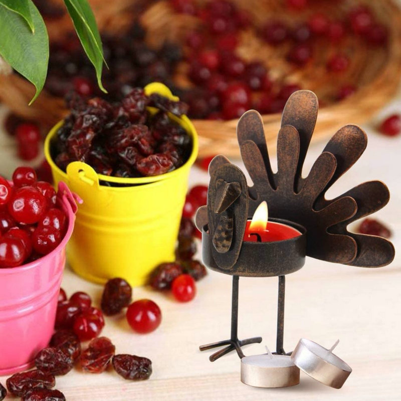 Cross-Border Amazon Metal Turkey Tea Light Candlestick Thanksgiving Candlestick Candleholder