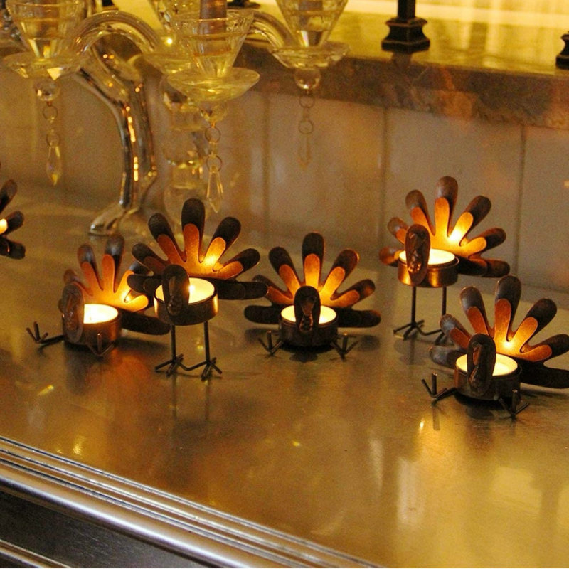 Cross-Border Amazon Metal Turkey Tea Light Candlestick Thanksgiving Candlestick Candleholder