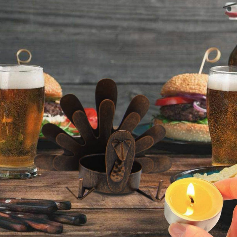 Cross-Border Amazon Metal Turkey Tea Light Candlestick Thanksgiving Candlestick Candleholder