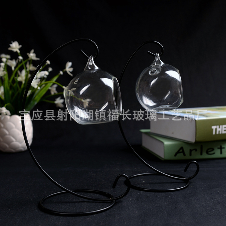 Spherical Glass Candlestick European-Style Hanging Transparent Glass Candlestick Candleholder
