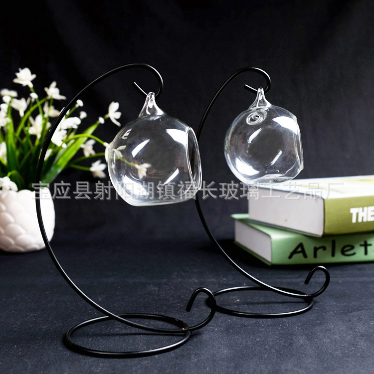 Spherical Glass Candlestick European-Style Hanging Transparent Glass Candlestick Candleholder