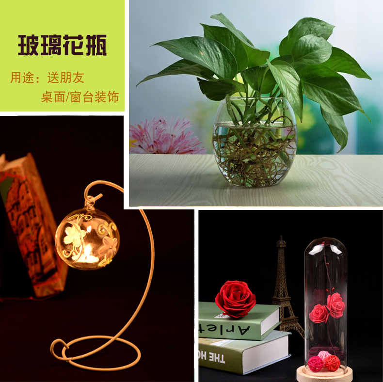 Spherical Glass Candlestick European-Style Hanging Transparent Glass Candlestick Candleholder