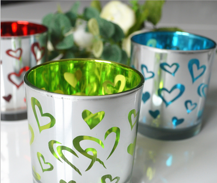 Valentine&#039;s Day Gift glass candle cups Heart-shaped pattern candleholder