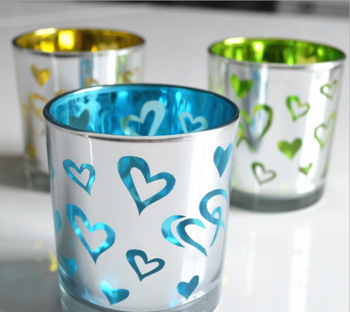 Valentine's Day Gift glass candle cups Heart-shaped pattern candleholder