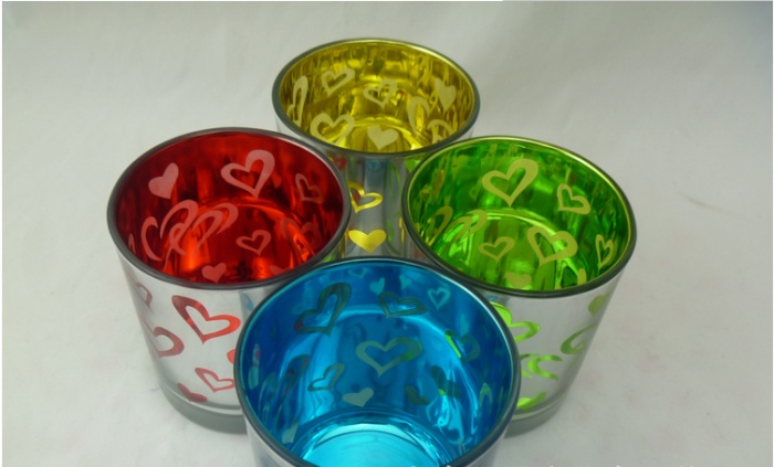 Valentine's Day Gift glass candle cups Heart-shaped pattern candleholder